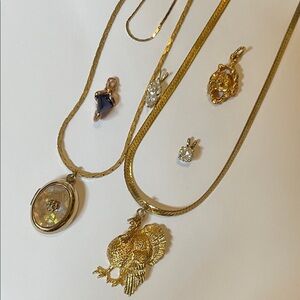 Vintage Gold Fashion Jewelry Necklaces with Interchangeable Pendants